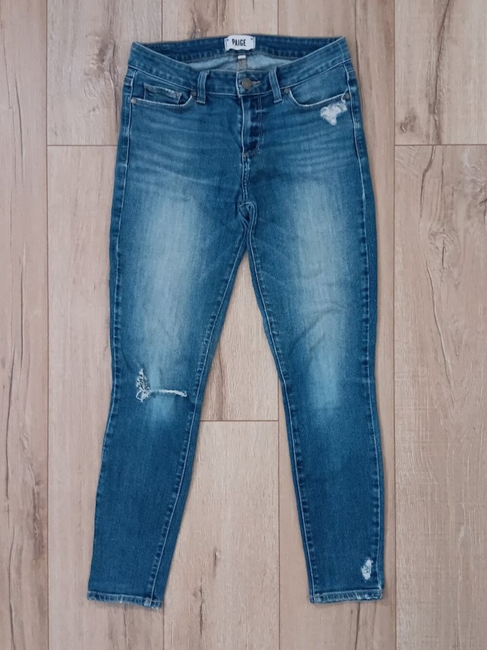 PAIGE Verdugo Ankle Skinny Jeans Womens Size 28 Blue Stretch Denim Distressed